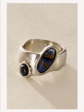 Free People Silver Ring with Lapis Blue  Stones